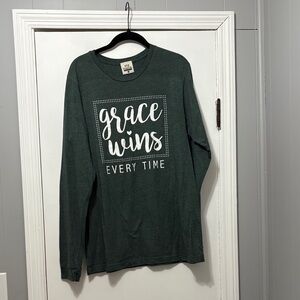 Atx Mafia Dark Green 'Grace Wins Every Time' Long Sleeve Tee